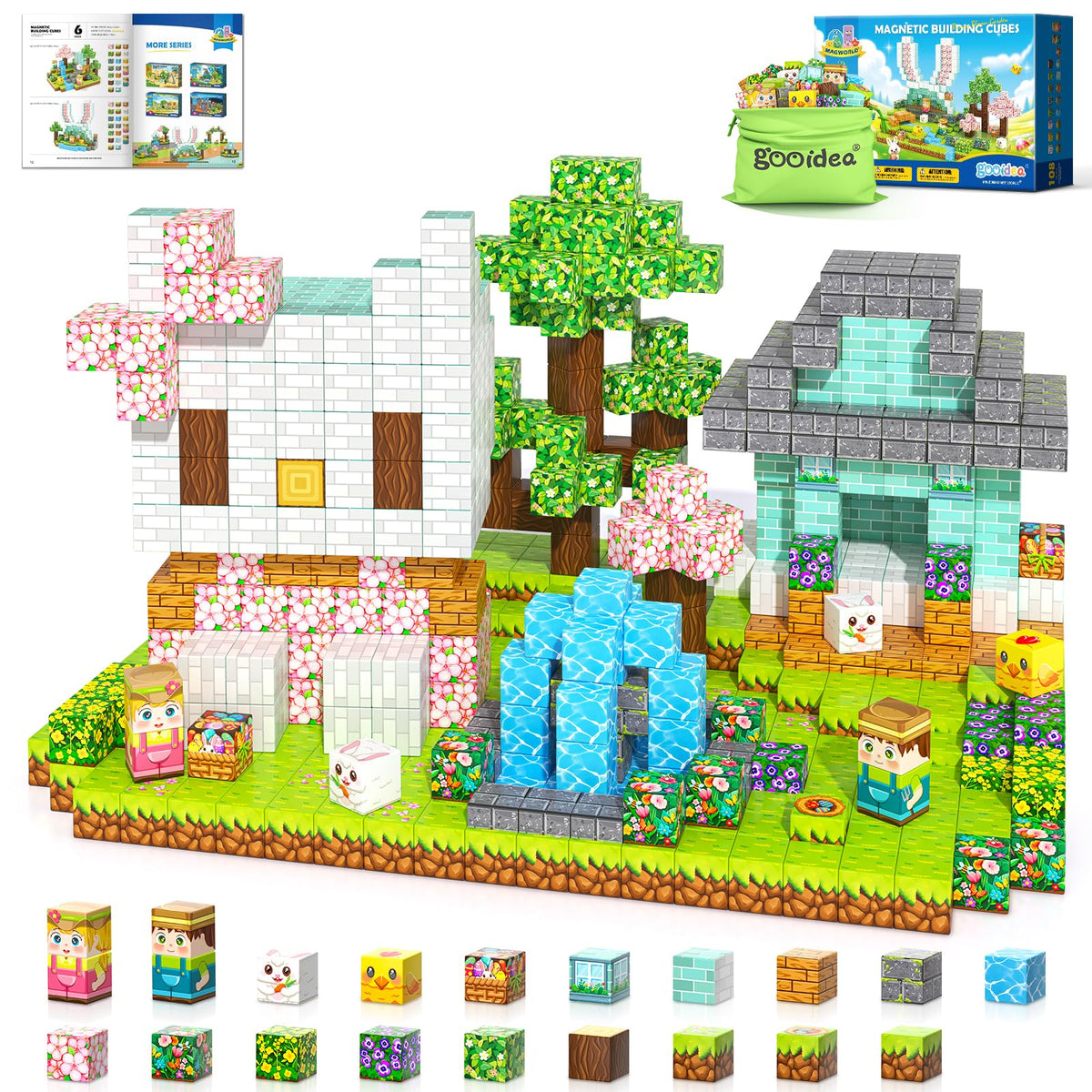 Gooidea bunny garden blocks with puzzle panel spark creative play.