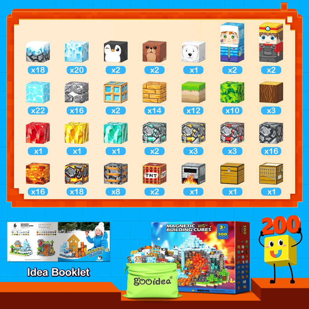 Gooidea Magnetic Blocks Colorfast UV-printed, washable surface for easy cleanup.