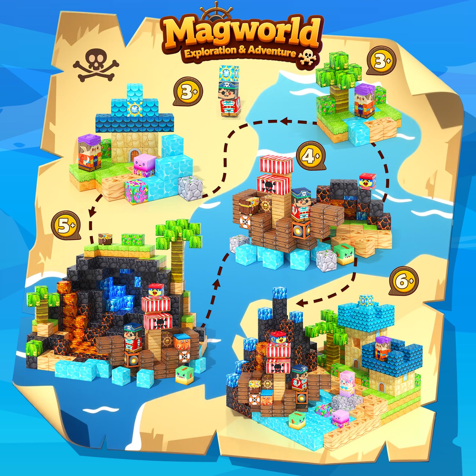 Gooidea Magnetic Blocks 150PCS mermaid castle patterns support storytelling play