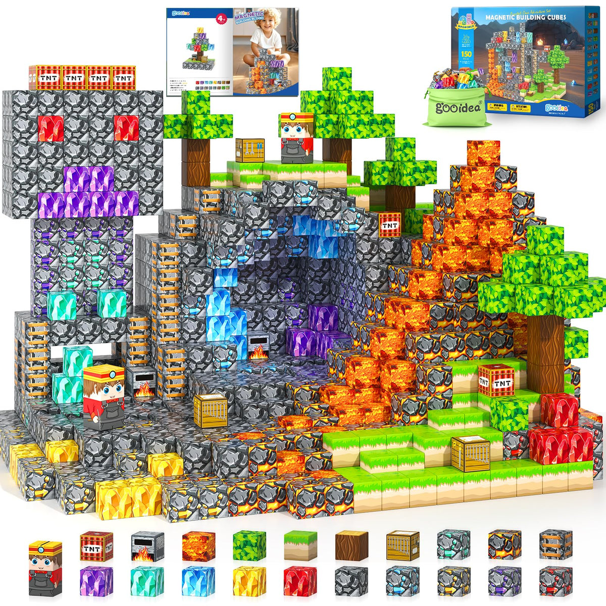 Gooidea Magnetic Blocks crystal mine tunnel for immersive creative play and problem-solving.