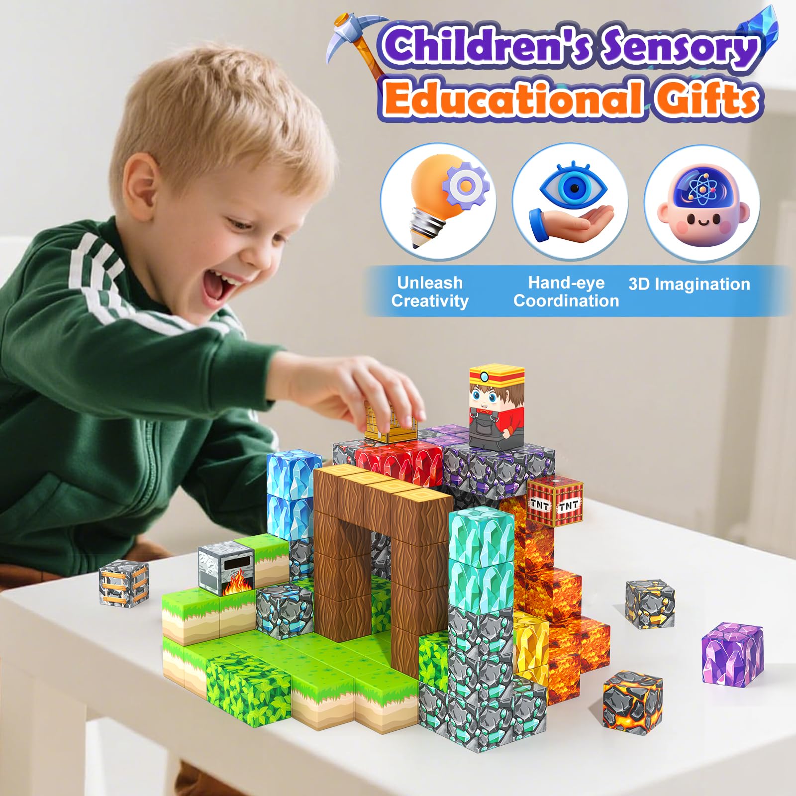 Gooidea Magnetic Blocks crystal pieces showcase glittering minerals ideal for themed builds.