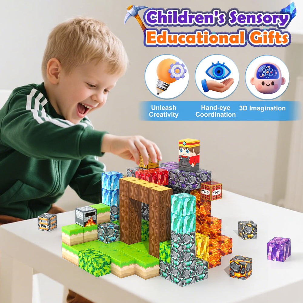 Gooidea Magnetic Blocks crystal pieces showcase glittering minerals ideal for themed builds.