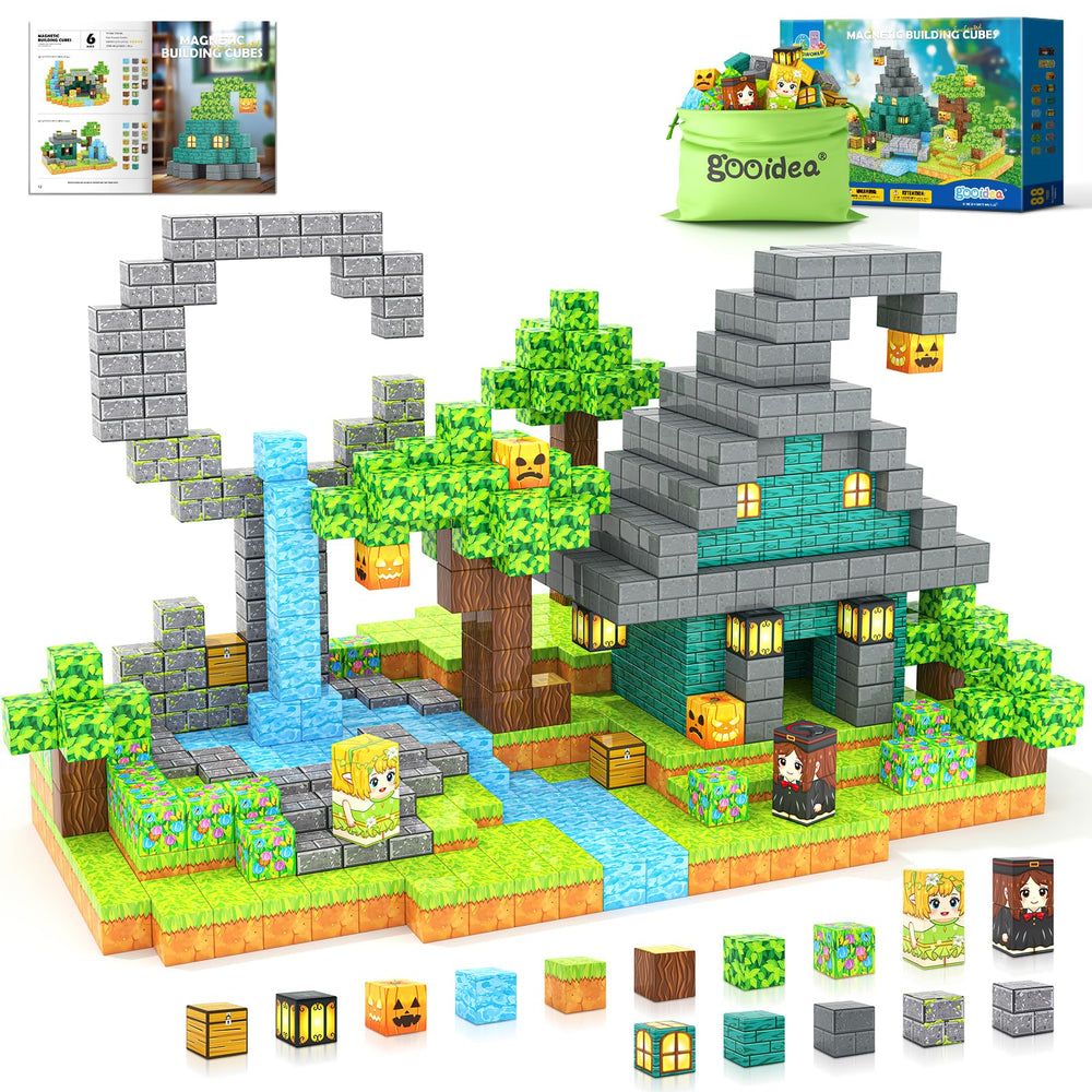 Gooidea Mine Magworld enchanted set with 1-inch cubes for imaginative building play and storytelling.
