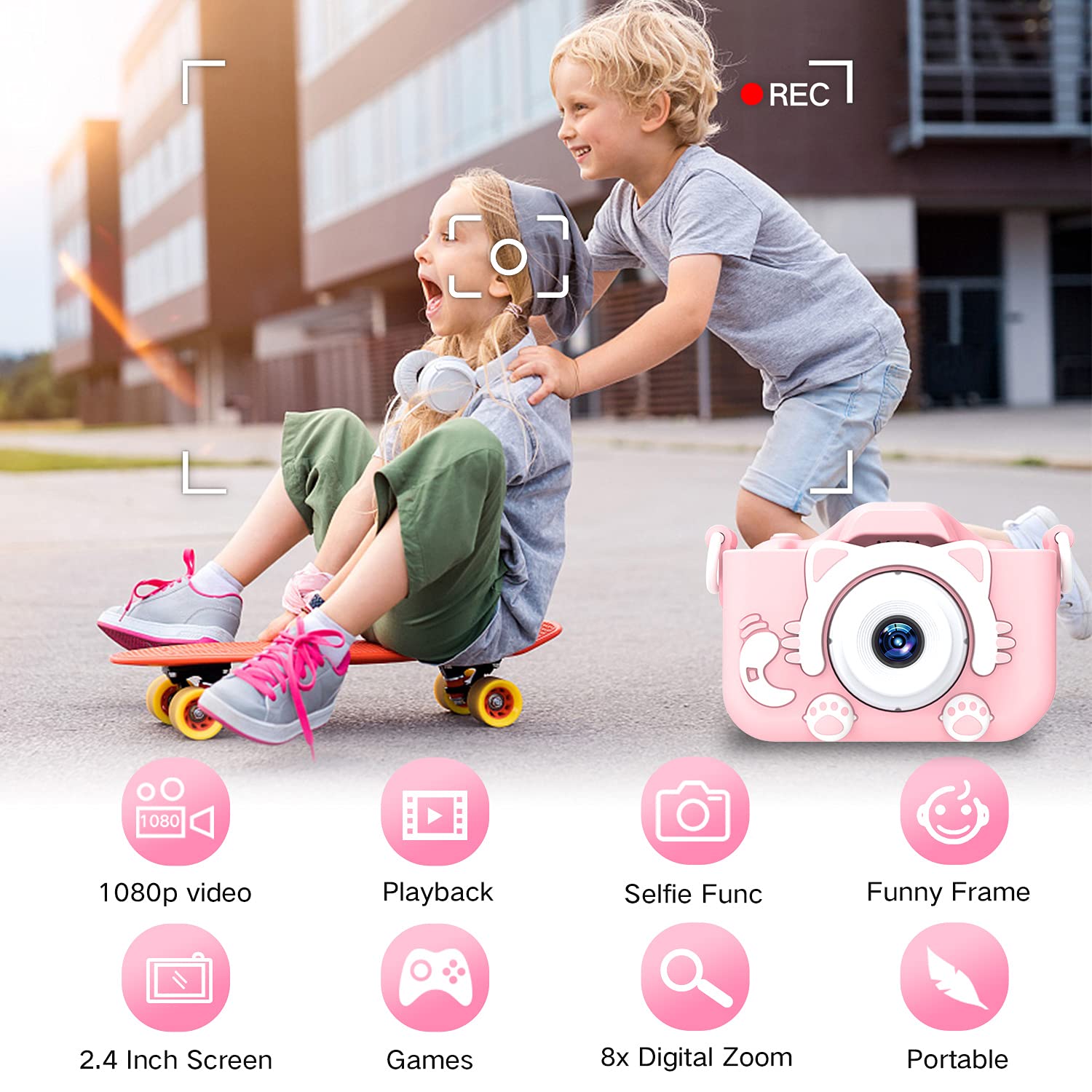 Goopow camera with lanyard promotes easy carrying during outings.
