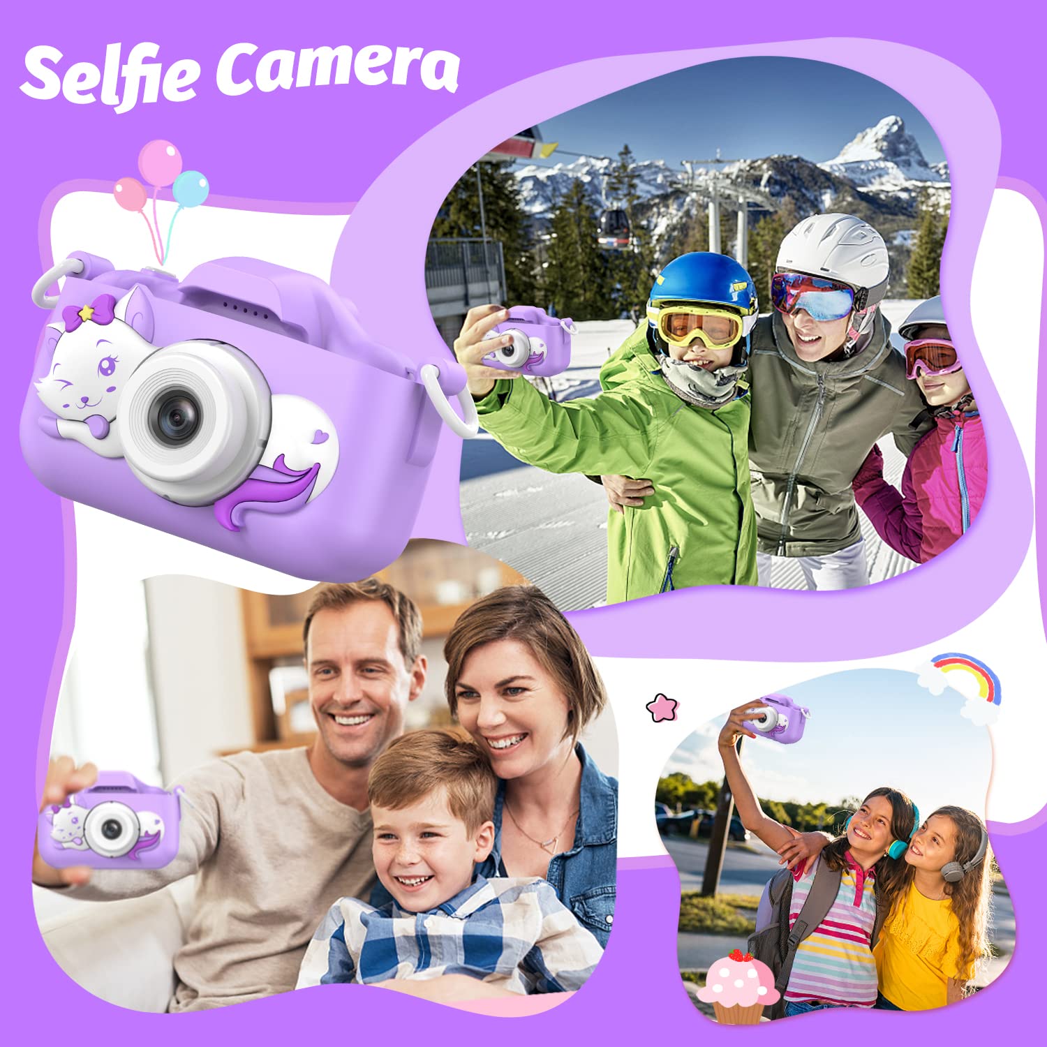 Goopow Kids Selfie Camera with dino cover, soft, non-toxic protection for little hands.