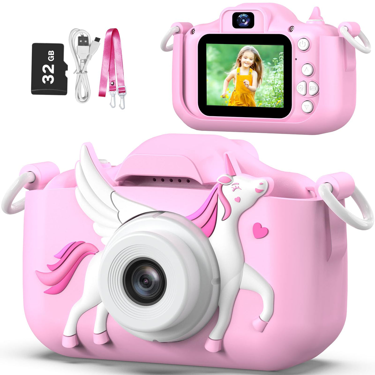 Goopow Kids Selfie Camera with dino soft cover for safe play photography