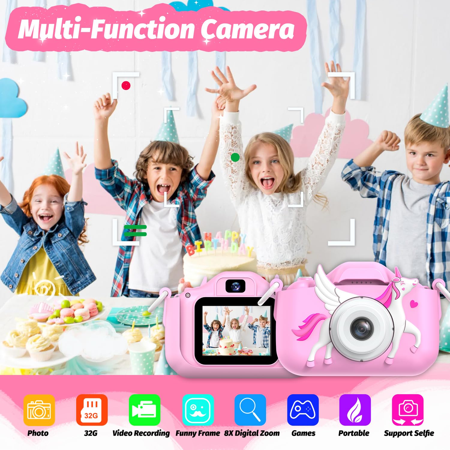 Goopow Kids Selfie Camera front dual-lens enables easy selfies for kids