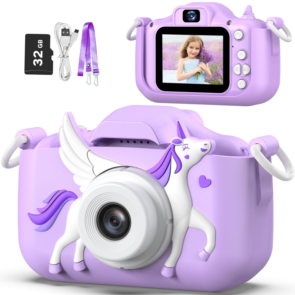 Goopow Kids Selfie Camera front view with dual lenses for creative photos.