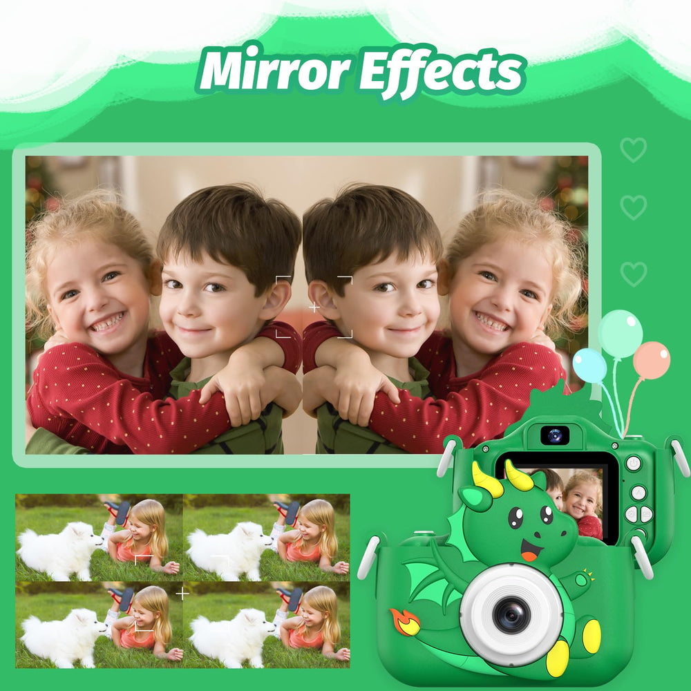 Goopow Kids Selfie Camera Green outdoor-ready design for adventures.