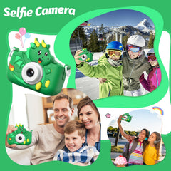 Goopow Kids Selfie Camera Green protective cover keeps cameras safe during adventures.
