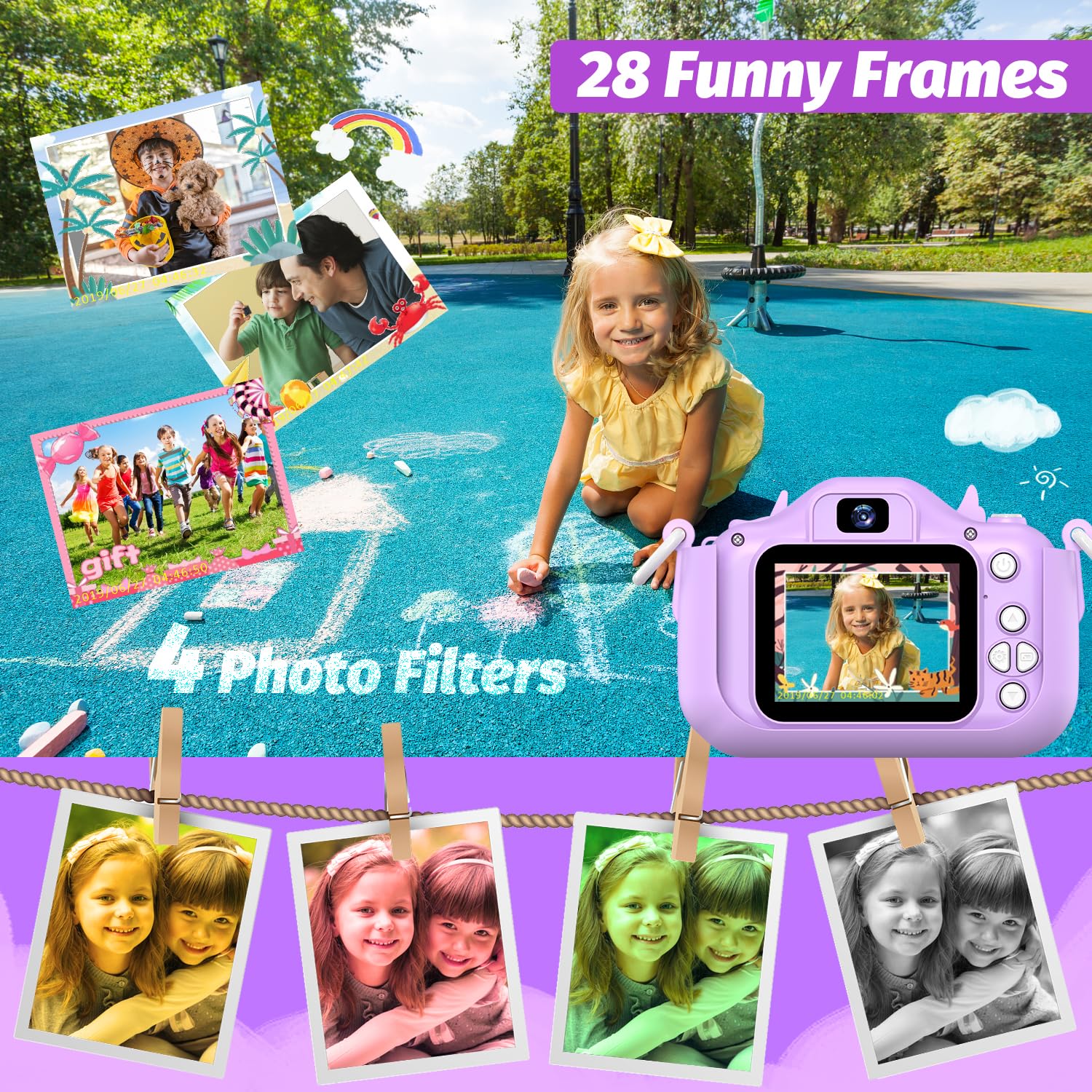 Goopow Kids Selfie Camera lanyard and accessories for outdoor use.