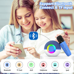 Goopow Mini Karaoke blue battery life supports extended play sessions.
