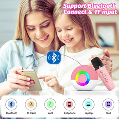Goopow mini karaoke machine pink battery-charging port for quick power boosts.