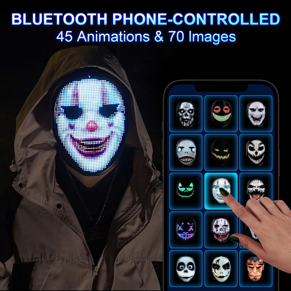 Gootus LED mask with gesture sensing for hands-free transformations.