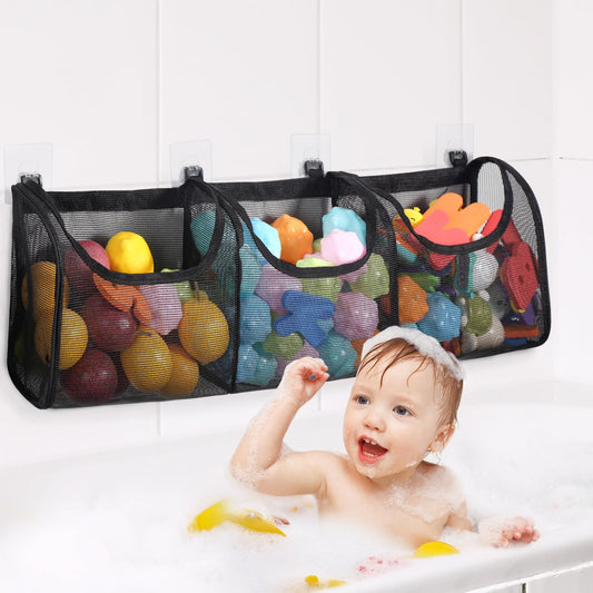 Goowin bath toy holder with large opening enables kids to grab and sort toys easily