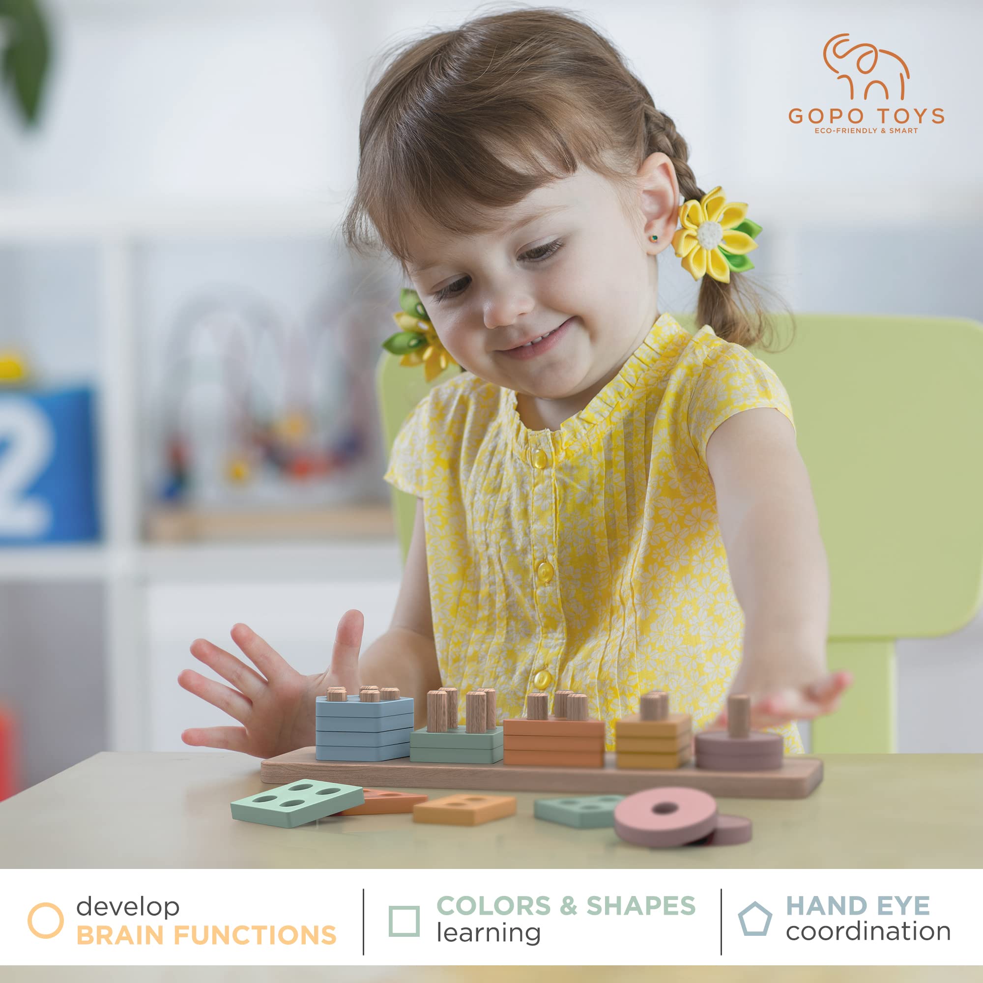 GOPO TOYS self-contained wooden puzzle for tidy storage