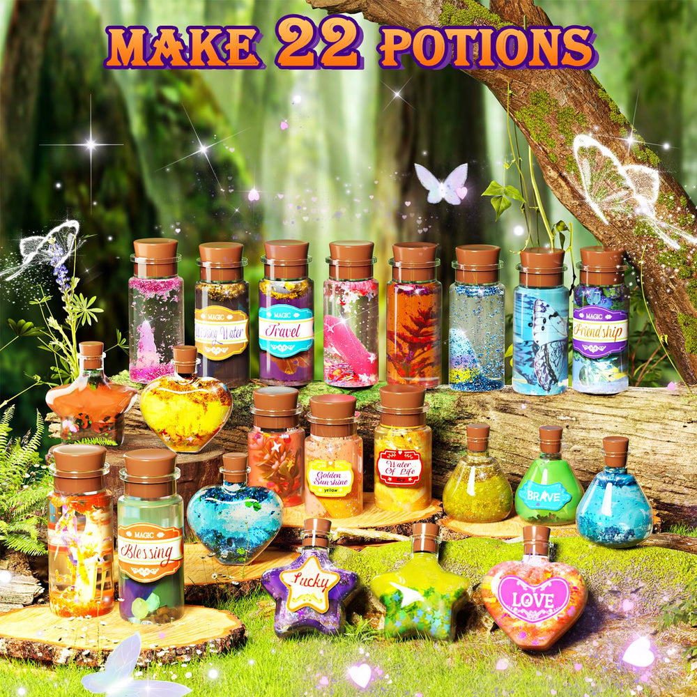 The 22 magic bottles line invites kids to label and personalize potions.