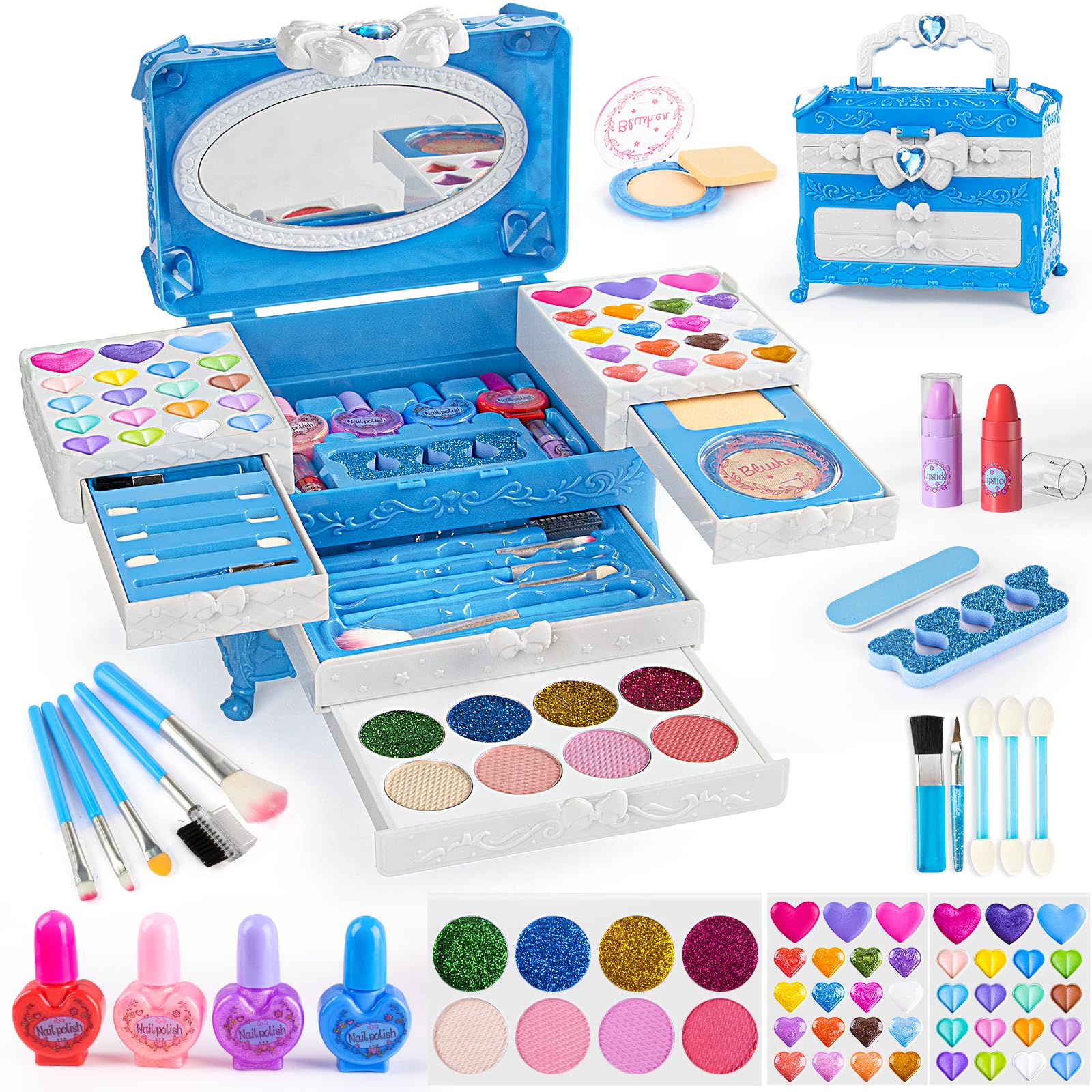 GORISPI kids makeup blue mirror shows for pretend play and easy application.