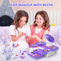 Gorispi makeup box with mirror enables tidy storage and on-the-go fun.