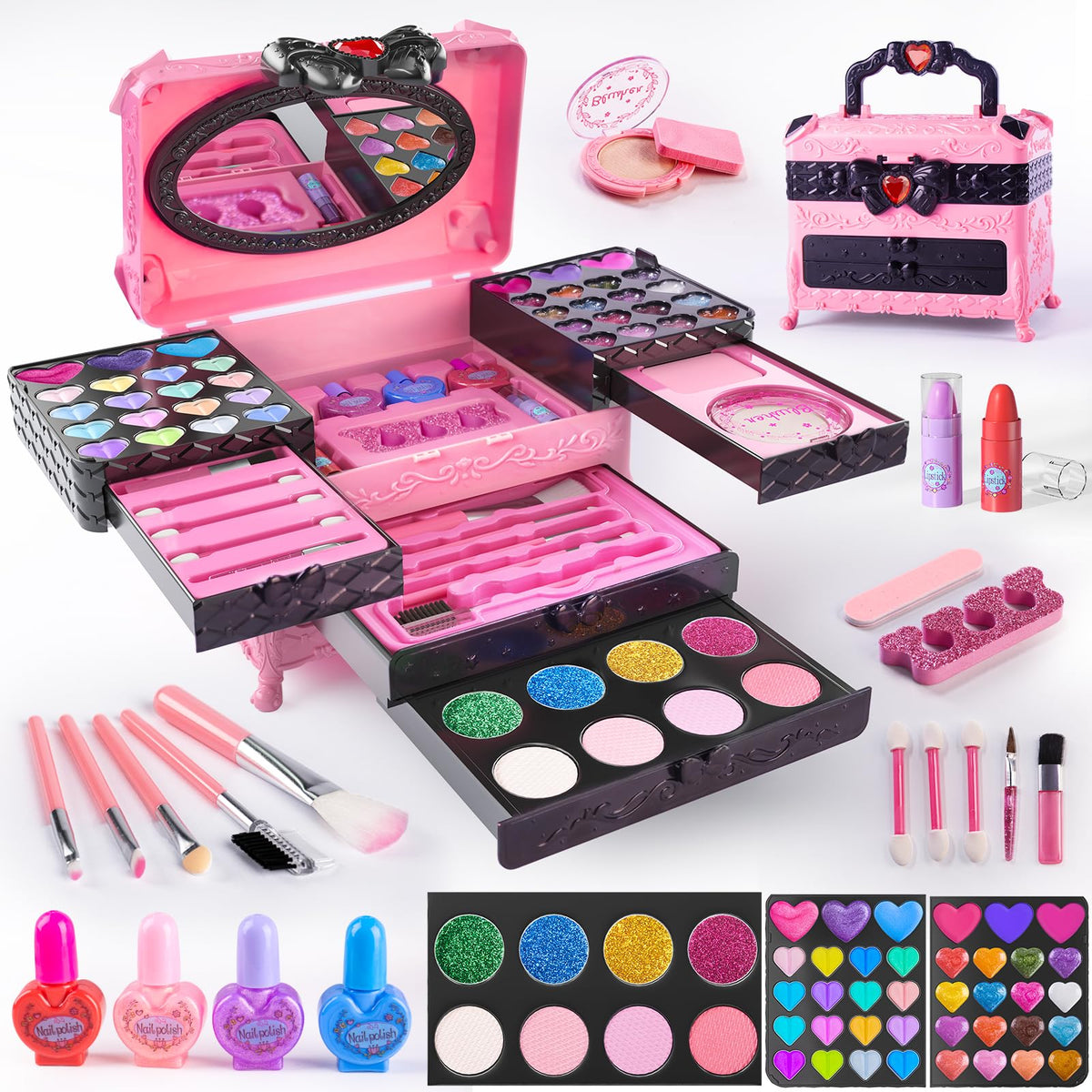 GORISPI 66-piece makeup set with mirror, ideal for dress-up and creativity.