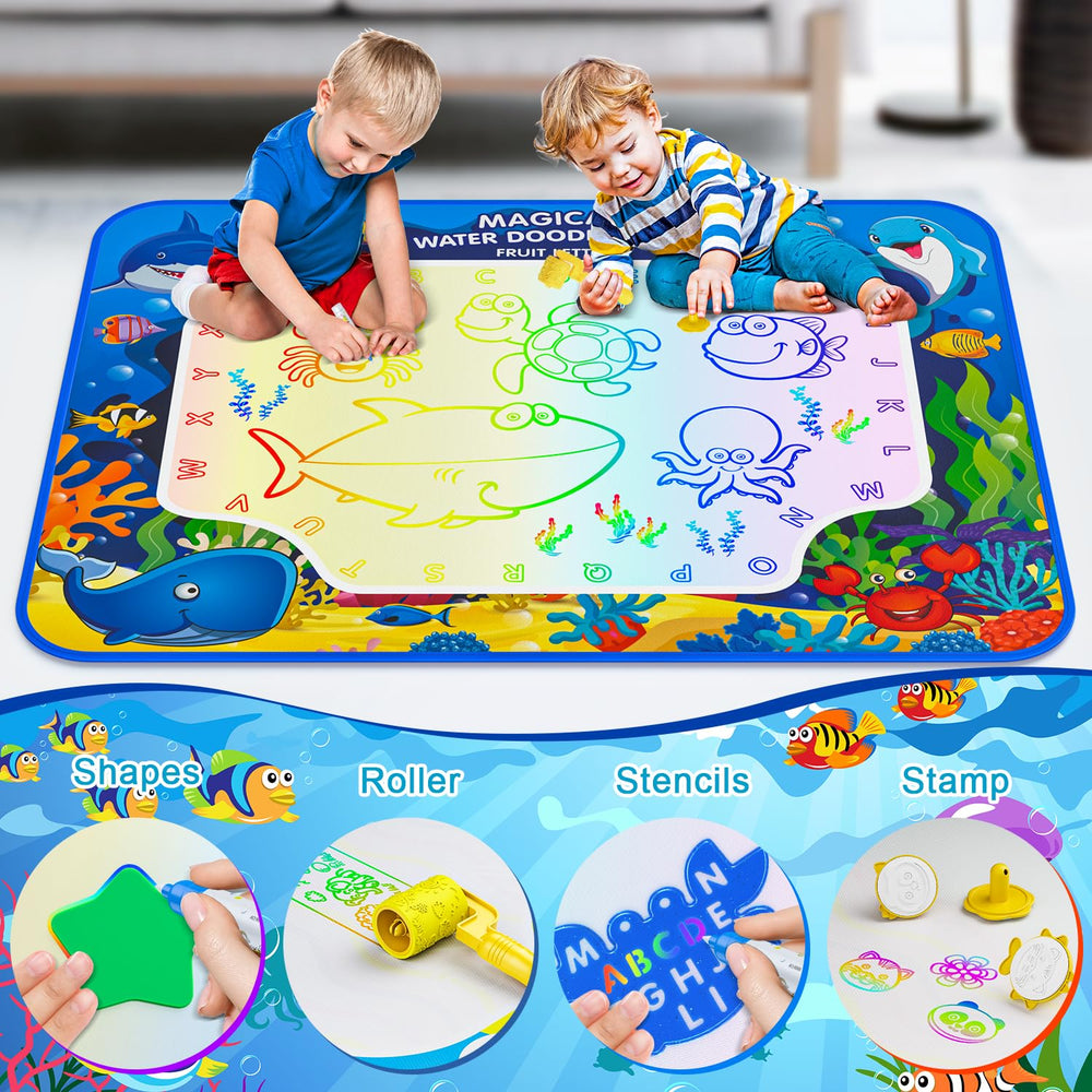 Water doodle mat packed with waterproof bag for travel.