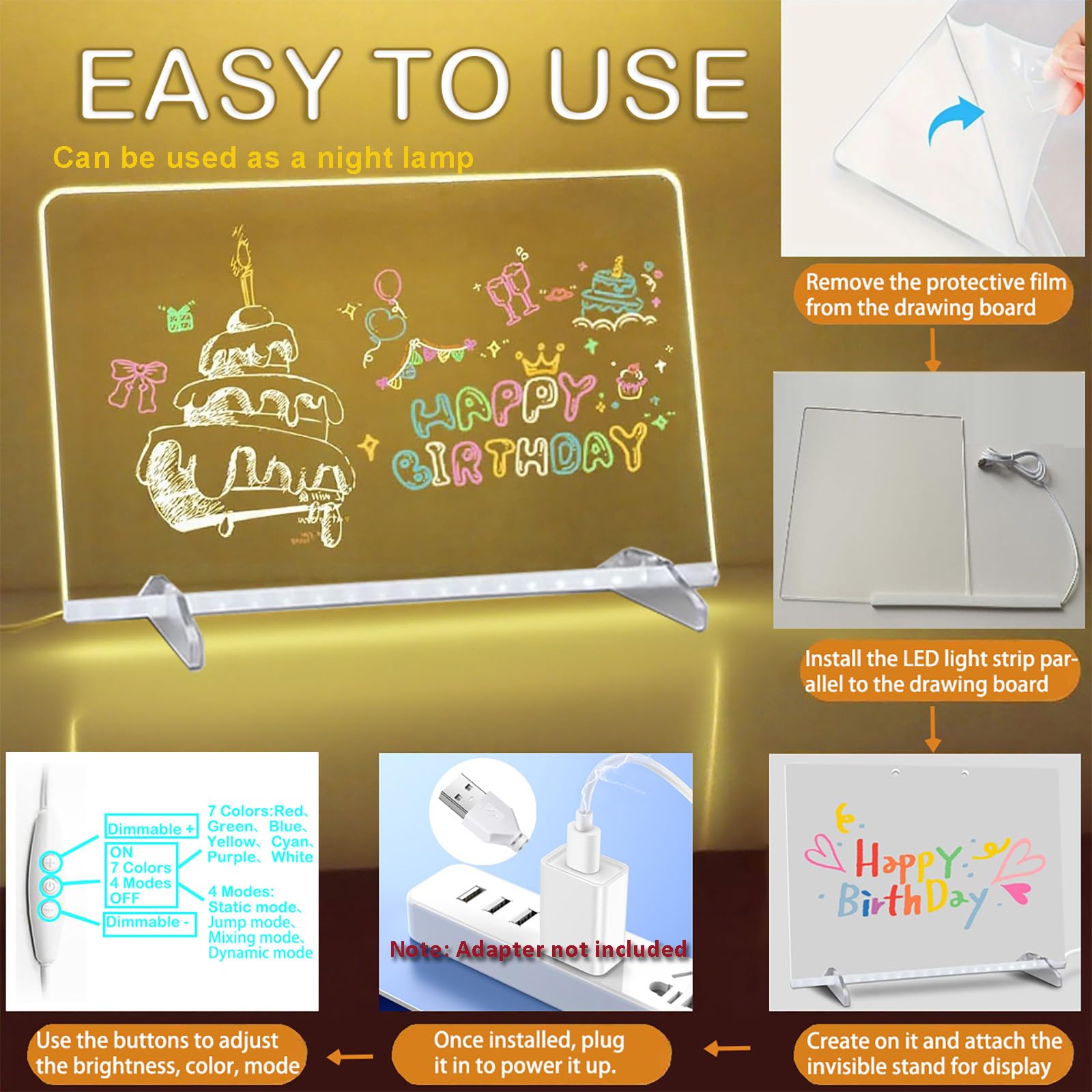 Gosarhey 12x8 inch LED board offers a roomy art surface for kids.