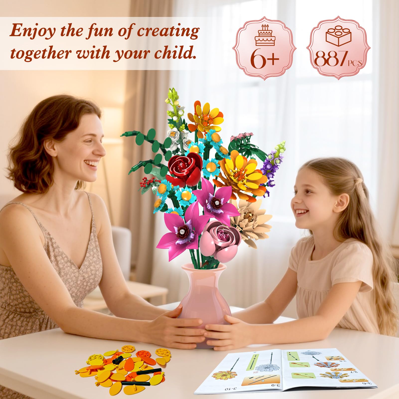 GoStock Flower Bouquet Building Set includes 13 flower types for colorful arrangements