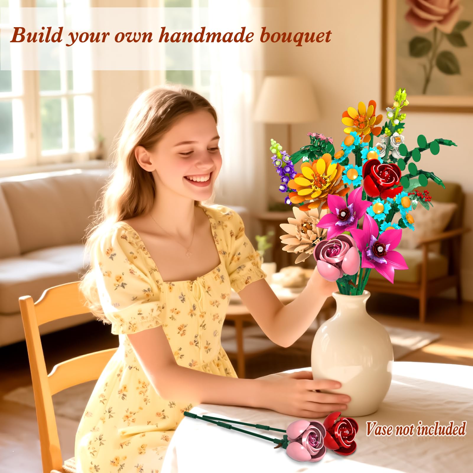 GoStock Flower Bouquet Building Set adjustable petals and stems for personalization