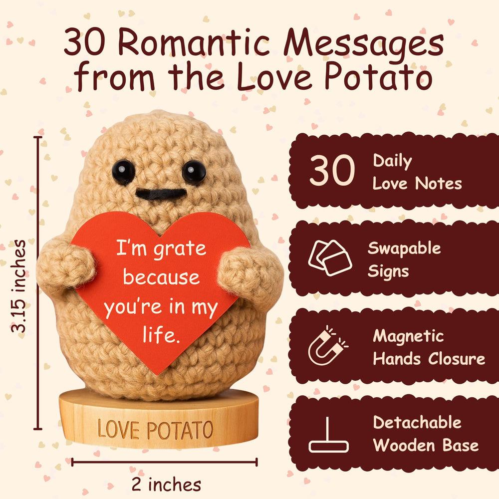 Close-up of Got you a little something crochet potato with textured yarn.