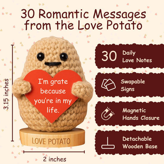 Close-up of Got you a little something crochet potato with textured yarn.