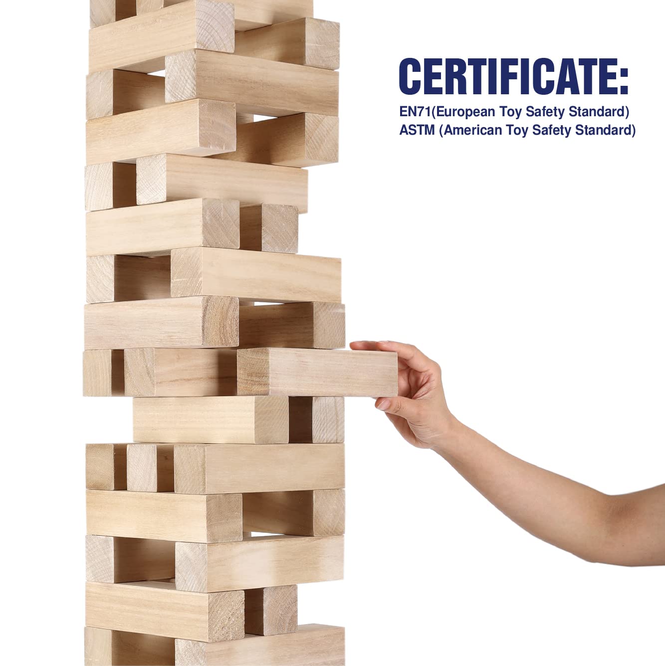 GOTHINK 51-piece wooden blocks close-up showing smooth edges and durability.