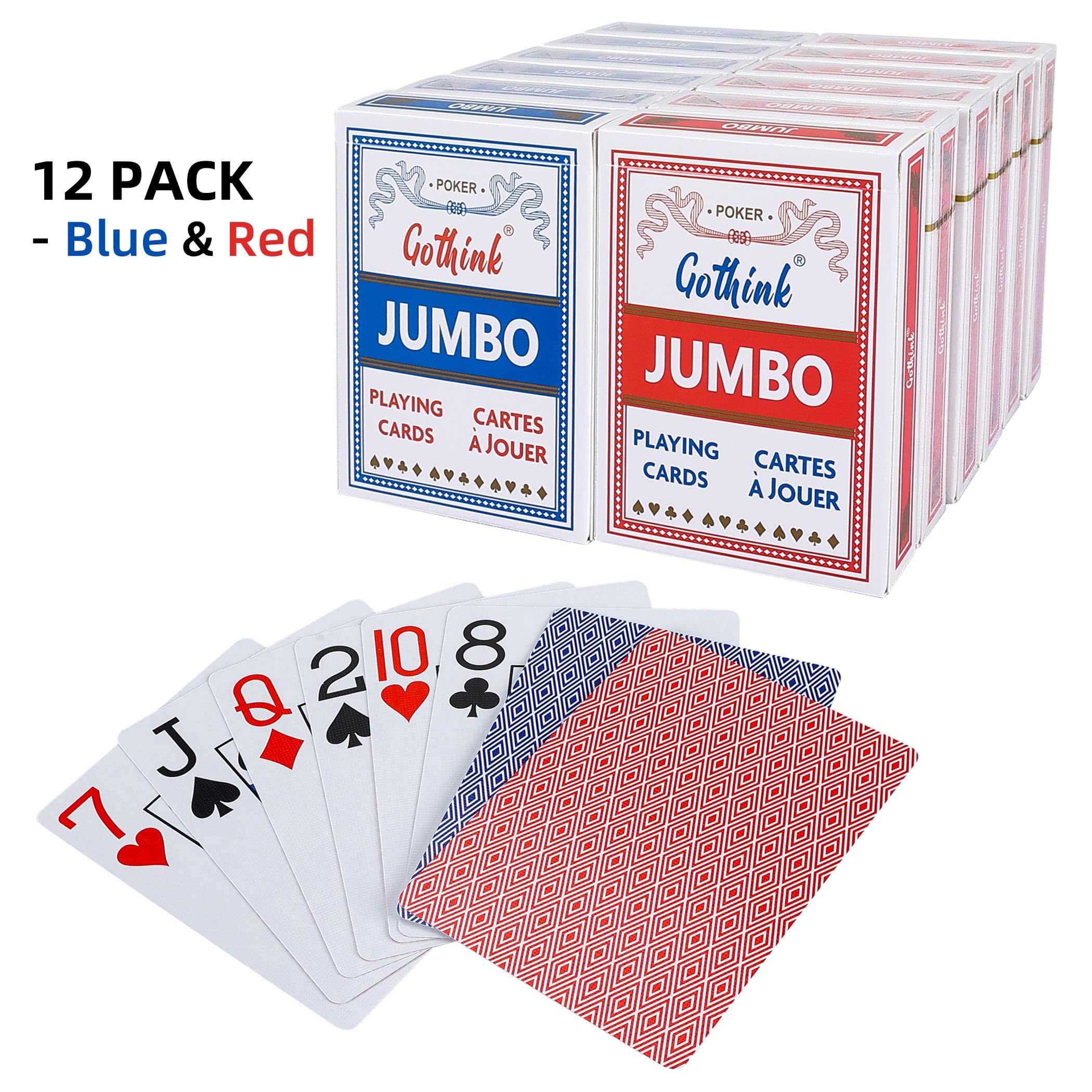 GOTHINK 52-card deck with jokers supports standard gameplay
