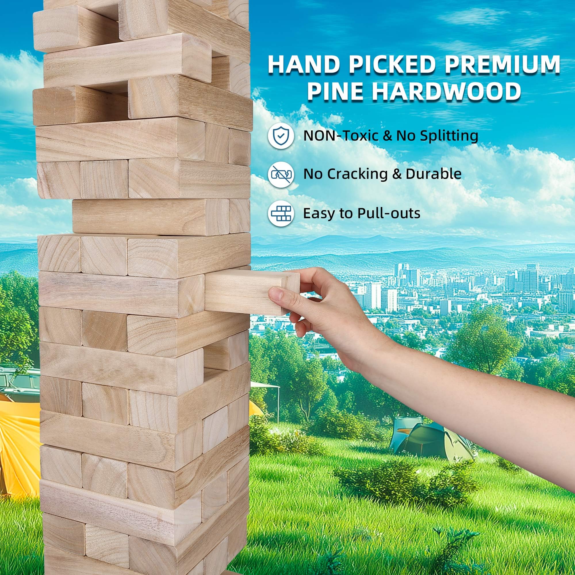GOTHINK Giant Tumble Tower educational play: boosts coordination and strategic thinking.