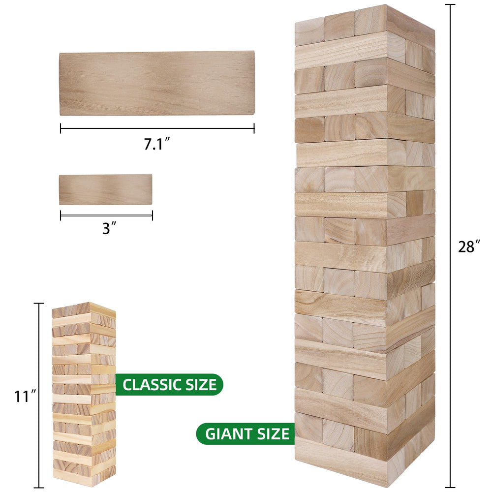 GOTHINK Giant Tumble Tower wood: FSC-certified material supports eco-friendly backyard fun.