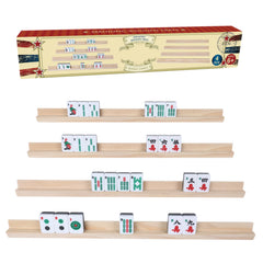 GOTHINK wooden mahjong trays front view with upright tiles for easy viewing