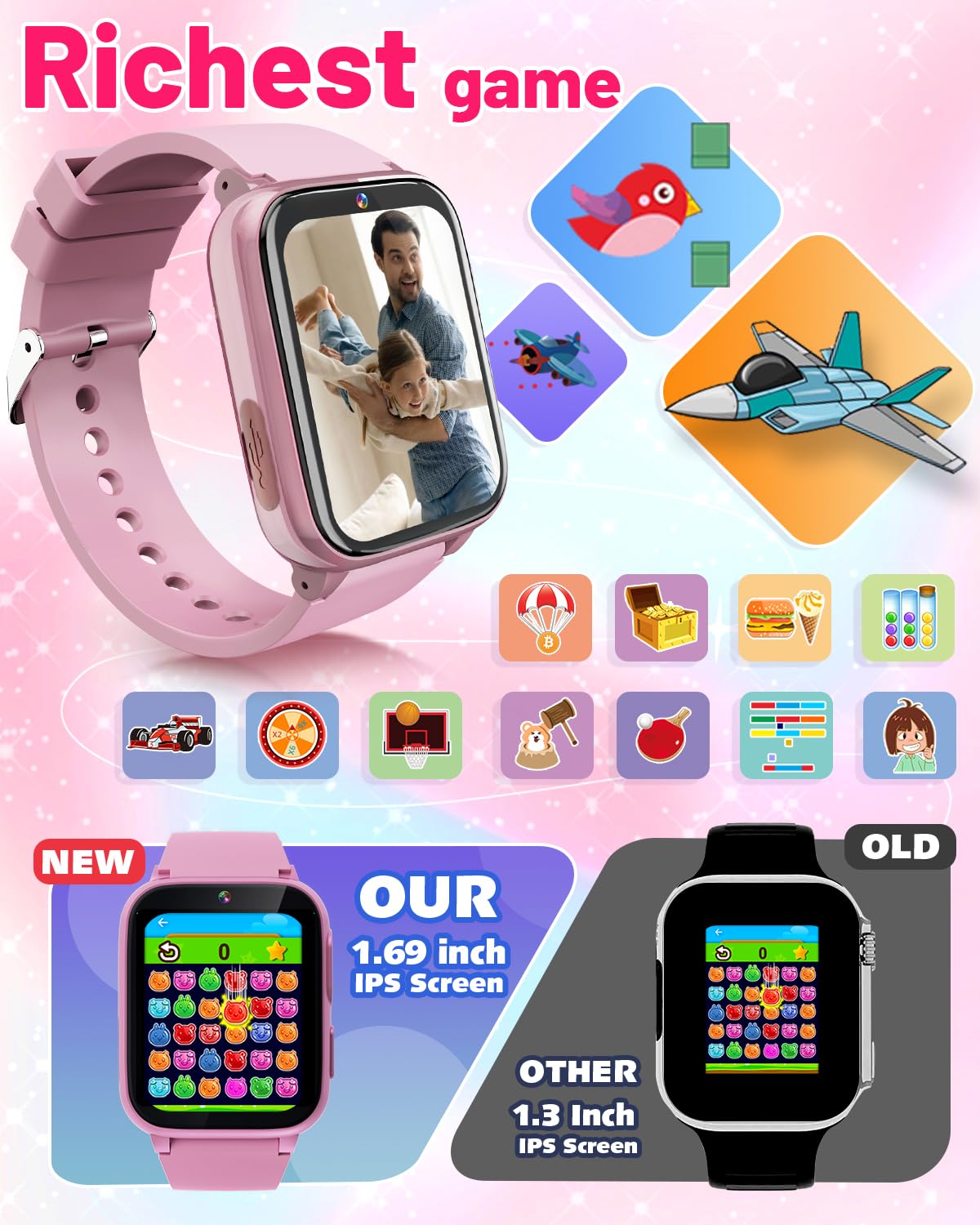 Gothwick Kids Smartwatch camera function captures clear photos during outings