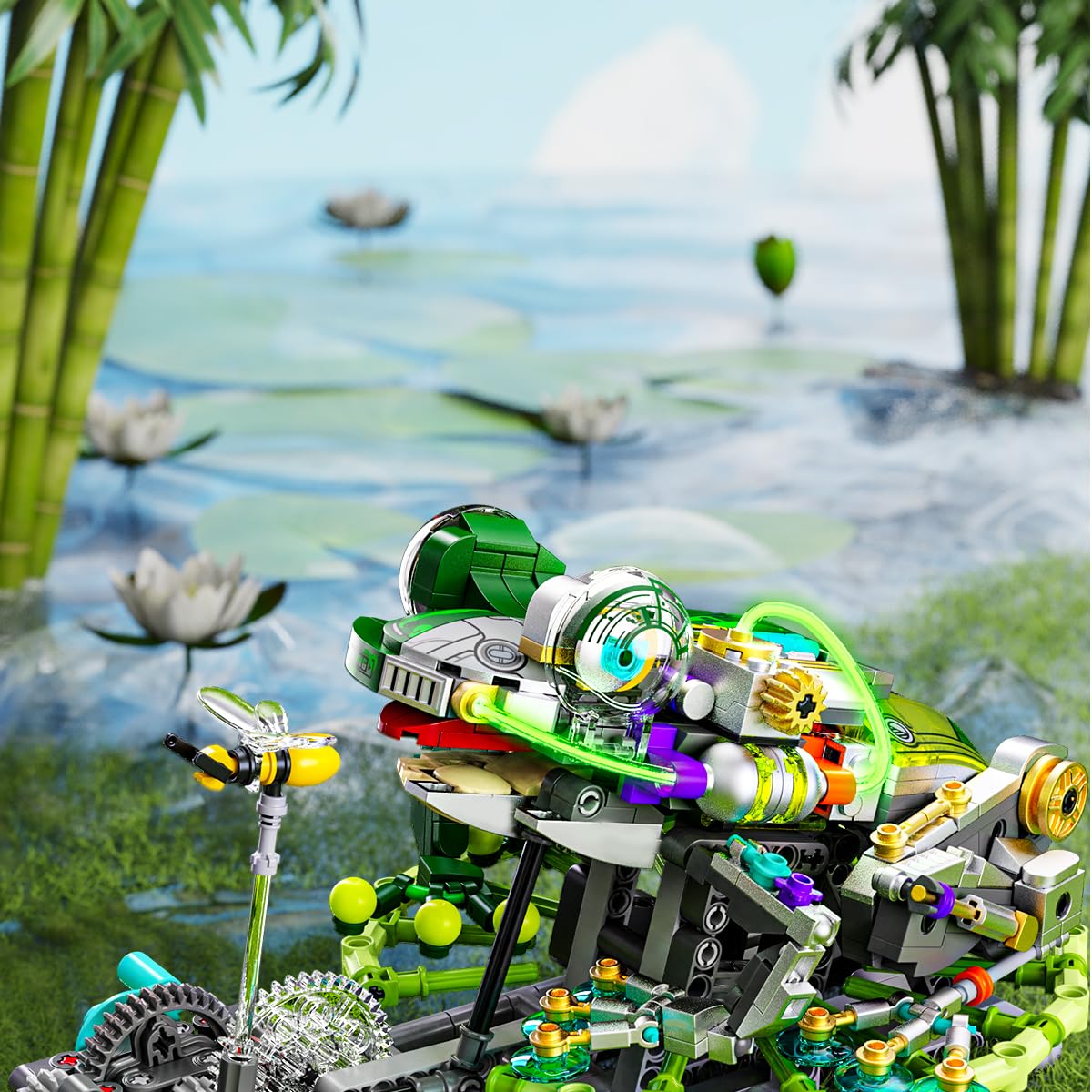 Gotimon Frog model side view during assembly showing intricate parts