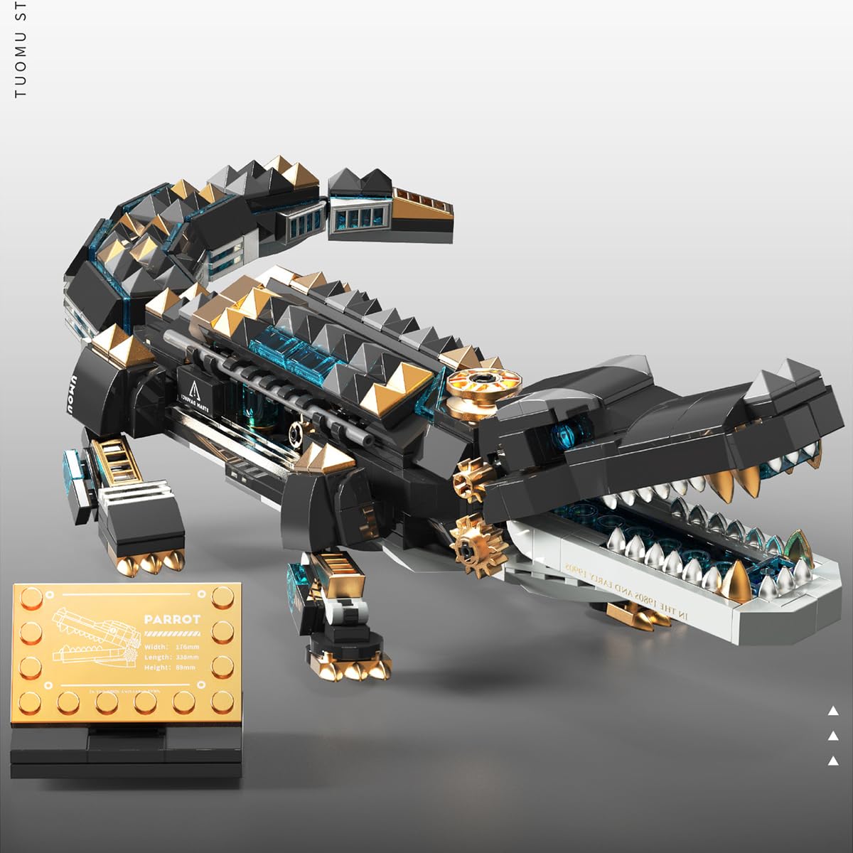 GOTIMON finished jagged alligator model displayed on a shelf.