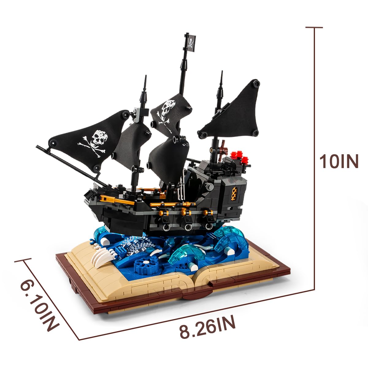 GOTIMON Black Pearl Ship Grimoire assembled model ideal for desk decor and creative display.