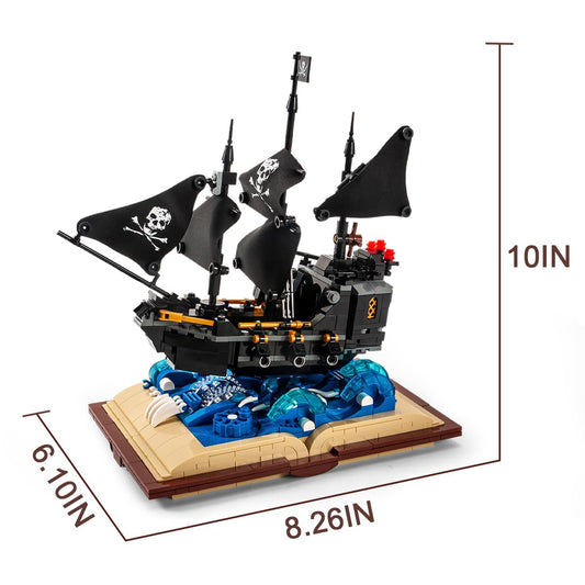 GOTIMON Black Pearl Ship Grimoire assembled model ideal for desk decor and creative display.
