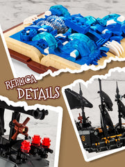 GOTIMON Black Pearl Ship Grimoire close-up highlights intricate pieces for detailed building.