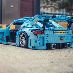 GOTIMON Blue Sports Car 911 interior with dashboard and steering wheel for immersive building