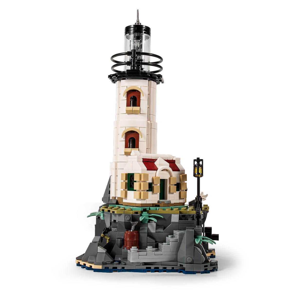 GOTIMON Island Lighthouse building block set on a rocky island inspires imaginative play.
