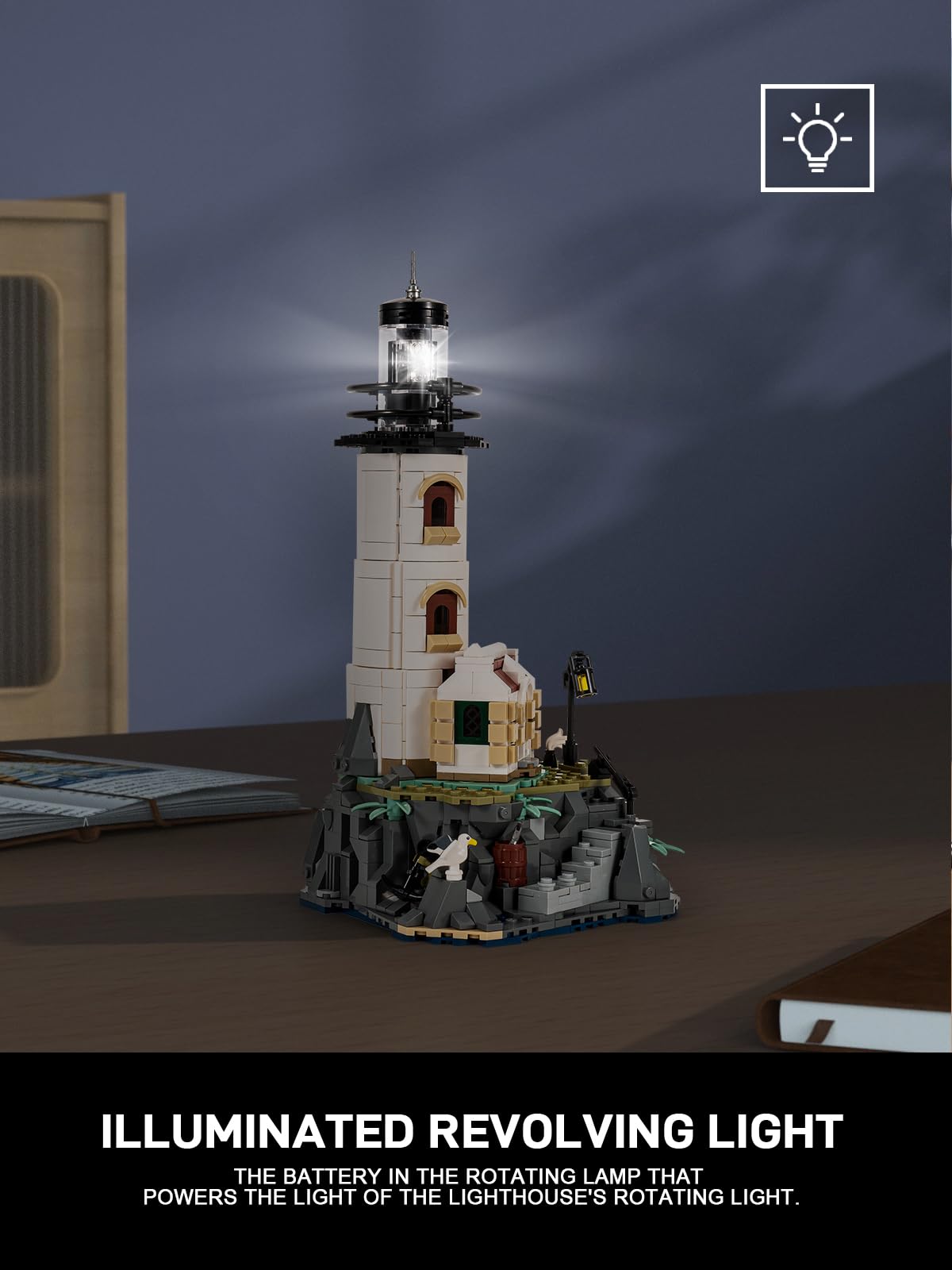 GOTIMON lighthouse display piece sits well on shelves or desks for visibility.