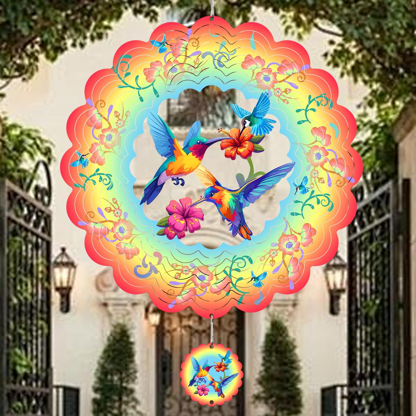 Gotome 3D hummingbird spinner decor for outdoor parties and home ambiance.