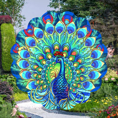 GOTOME peacock wind spinner 12-inch metal outdoor decor for yard charm and motion