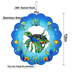 GOTOME Sea Turtle Wind Spinner is a 12-inch hanging sculpture for gardens.