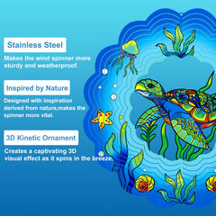 GOTOME Sea Turtle Wind Spinner demonstrates 360-degree rotation for outdoor charm.