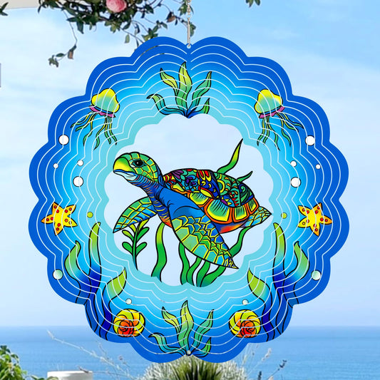 GOTOME Sea Turtle Wind Spinner outdoor 3D sculpture spins beautifully in sunlight.