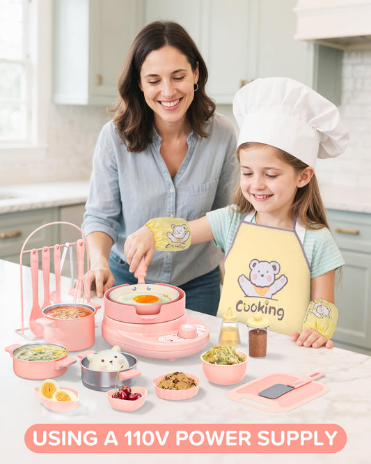 Gotoofun flame-free induction cooker highlights safe pretend cooking in pink kit